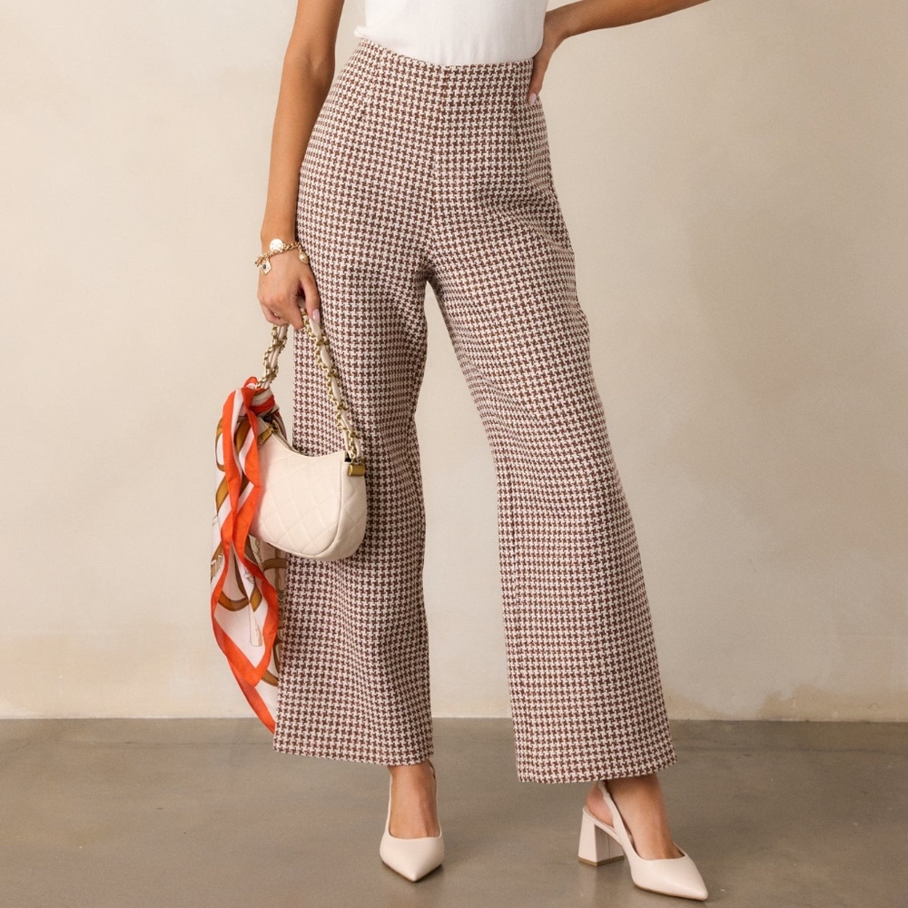 Red Dress Out of Reach Mocha Houndstooth Pants Size LL / Mocha
